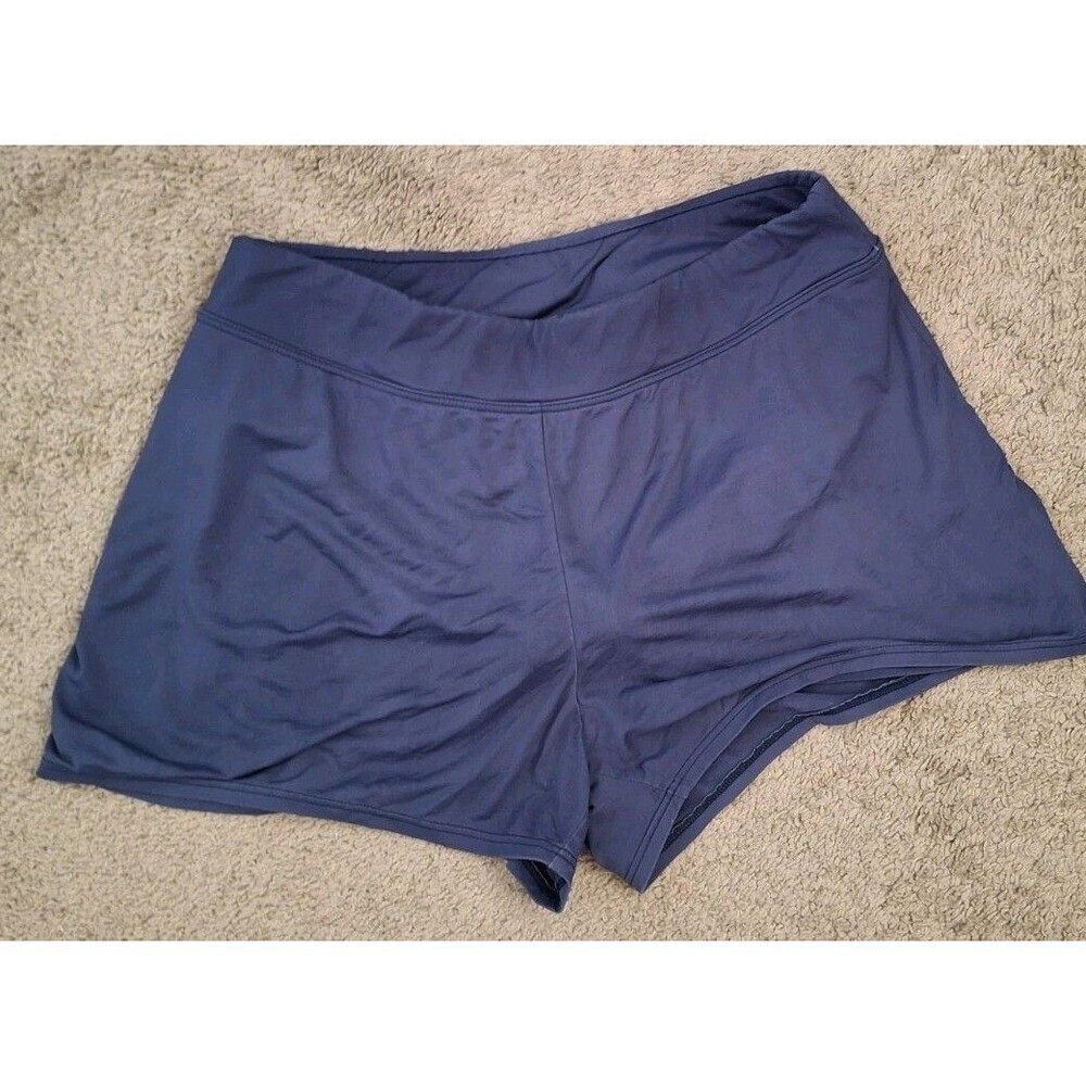 Lands End Swim Shorts Womens Size 10 Navy Blue Lined Pull On Beach Pool Vacation - Picture 2 of 5